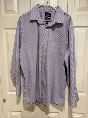 Stafford Purple and Blue Mini-Check Dress Shirt